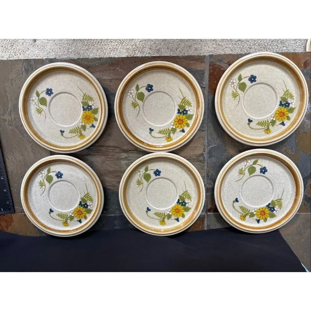Mikasa Stone Manor Garden Bouquet Saucer Set of 6 Japan F5815